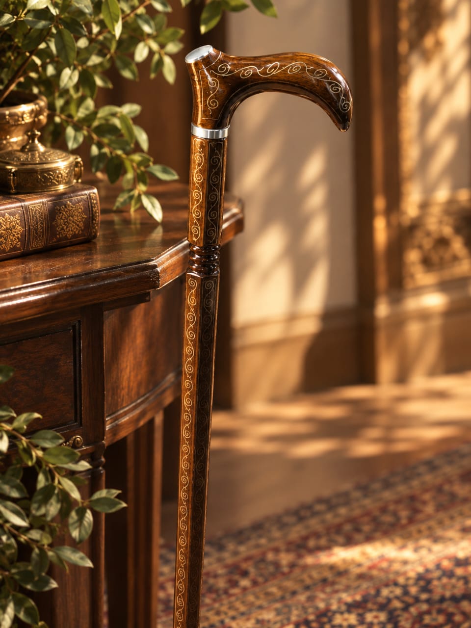 Handcrafted Hexagonal Walnut Walking Cane – A Masterpiece of Elegance and Craftsmanship
