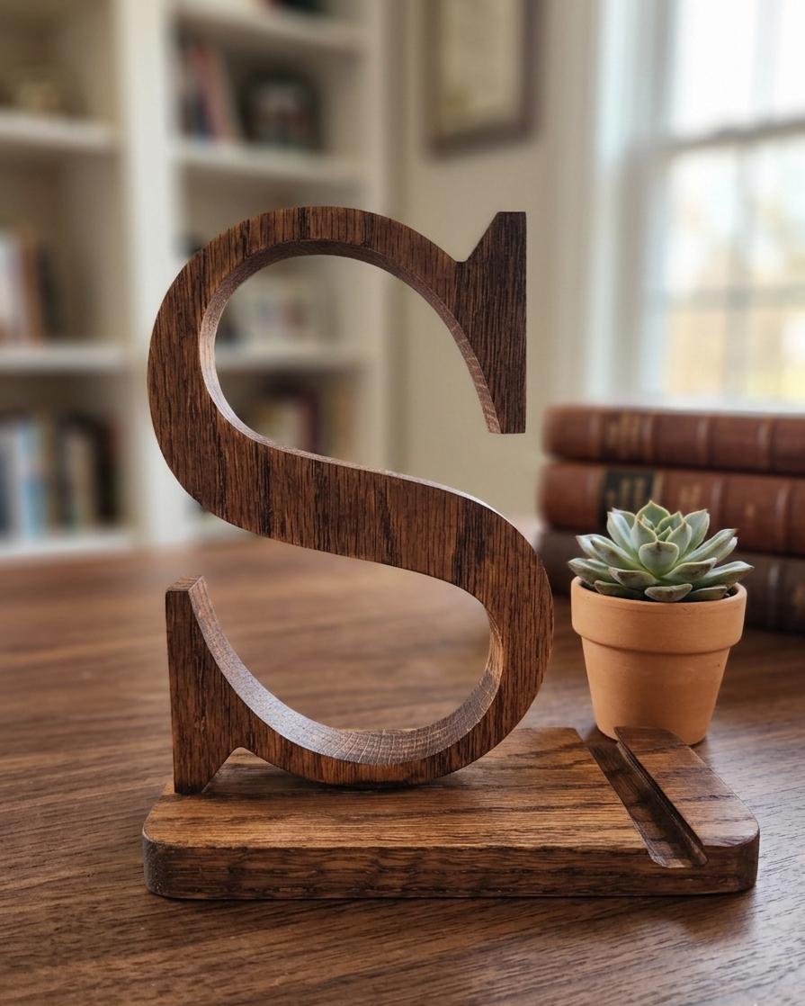 Woodly Signature Initial Piece | The Last Stand Your Desk Will Ever Need