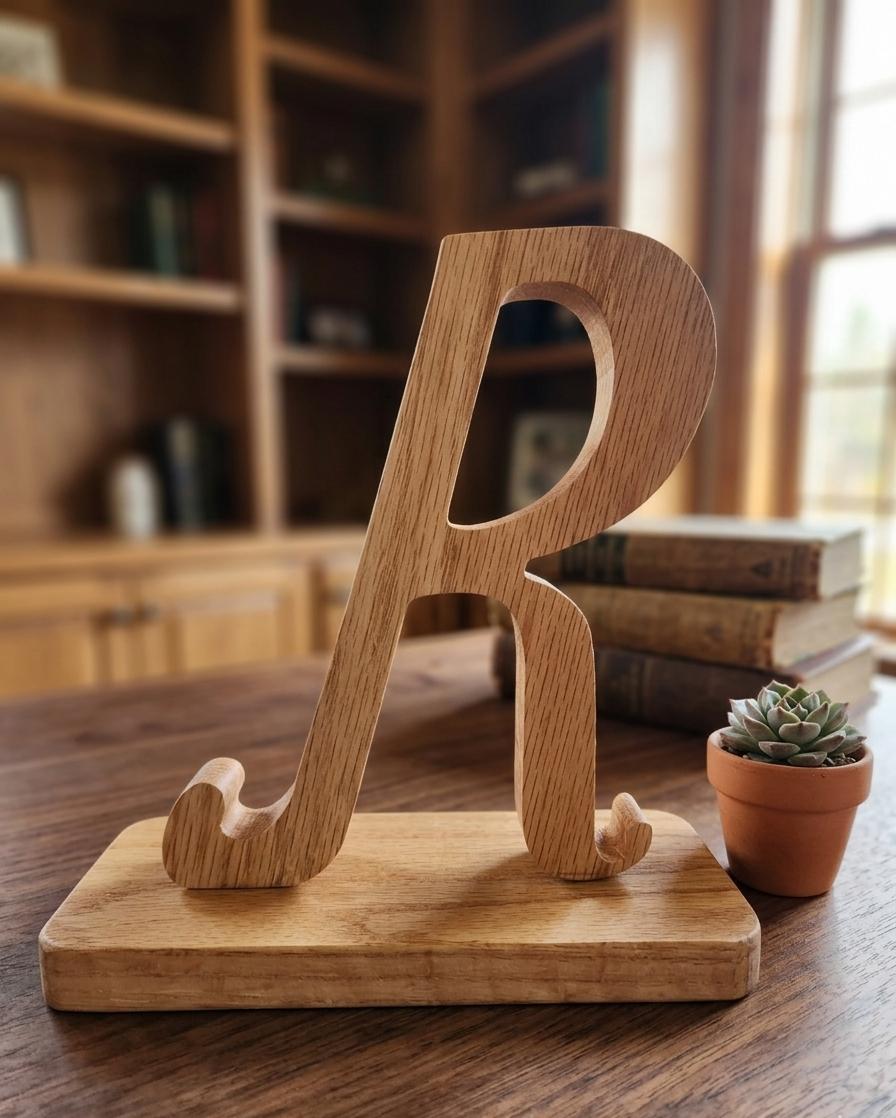Woodly Signature Initial Piece | The Last Stand Your Desk Will Ever Need