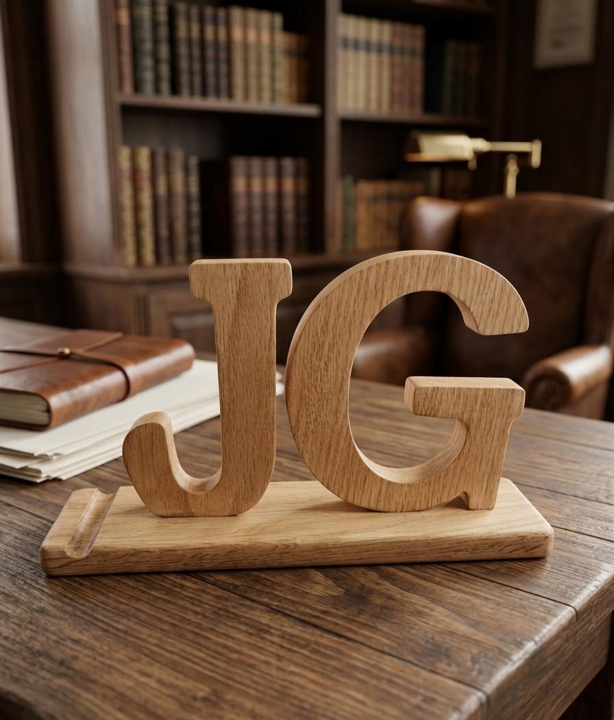 Woodly Signature Initial Piece | The Last Stand Your Desk Will Ever Need