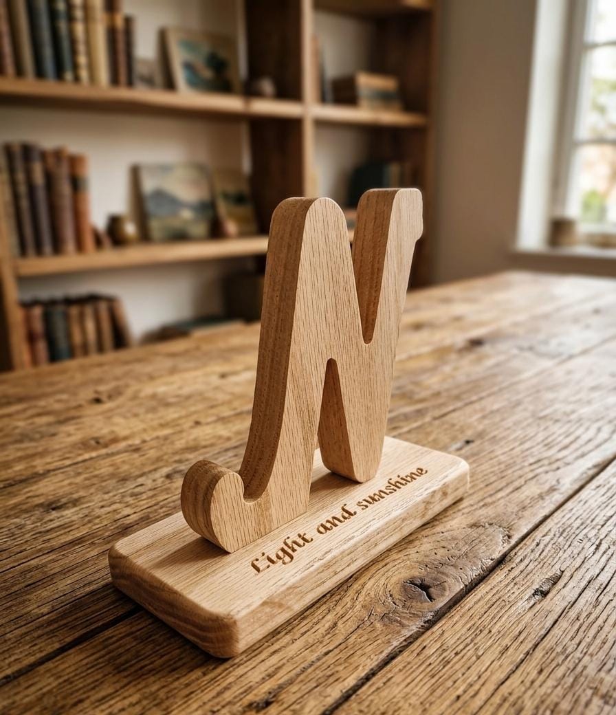 Woodly Signature Initial Piece | The Last Stand Your Desk Will Ever Need