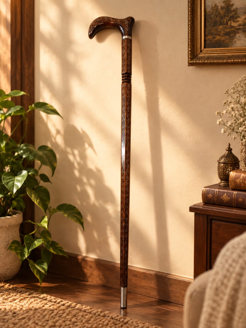 Handcrafted Hexagonal Walnut Walking Cane – A Masterpiece of Elegance and Craftsmanship